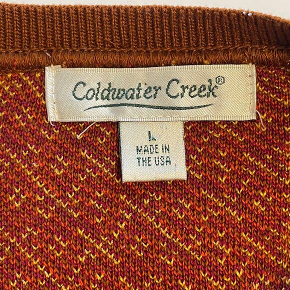 Coldwater Creek Single Button Cardigan Womens Large Rust Berry & Camel Sweater - Picture 4 of 7